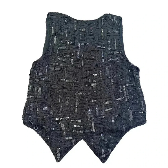 NWT vintage black sequin vest size small - Picture 2 of 6